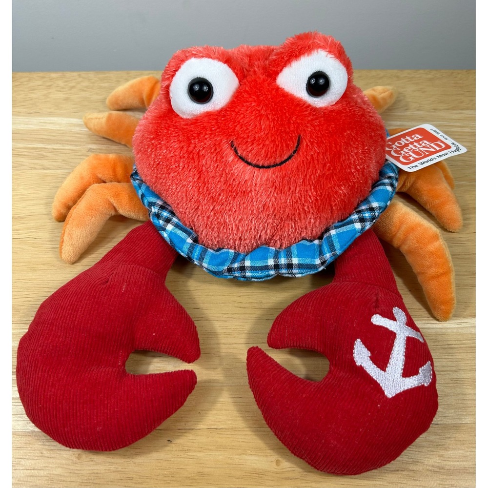 VTG Gund Claude Crab Plush Toy Red Nautical Anchor Down by the Sea Deadstock NOS